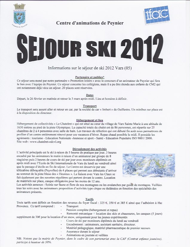 Séjour ski 2012