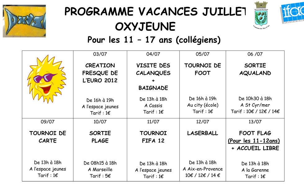 Programme Oxyjeune été 2012