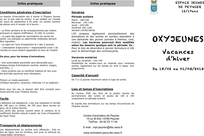 Programme vacances de la Toussaint