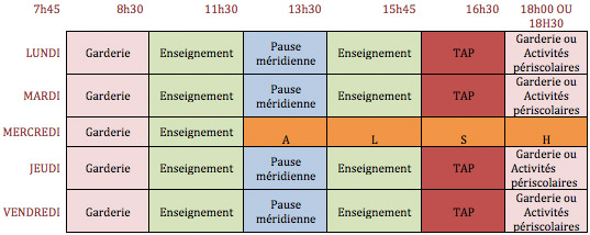 Calendrier Ecole Elèmentaire