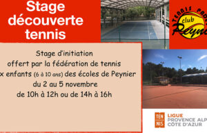 Stages gratuits de découverte du tennis pour les enfants de Peynier